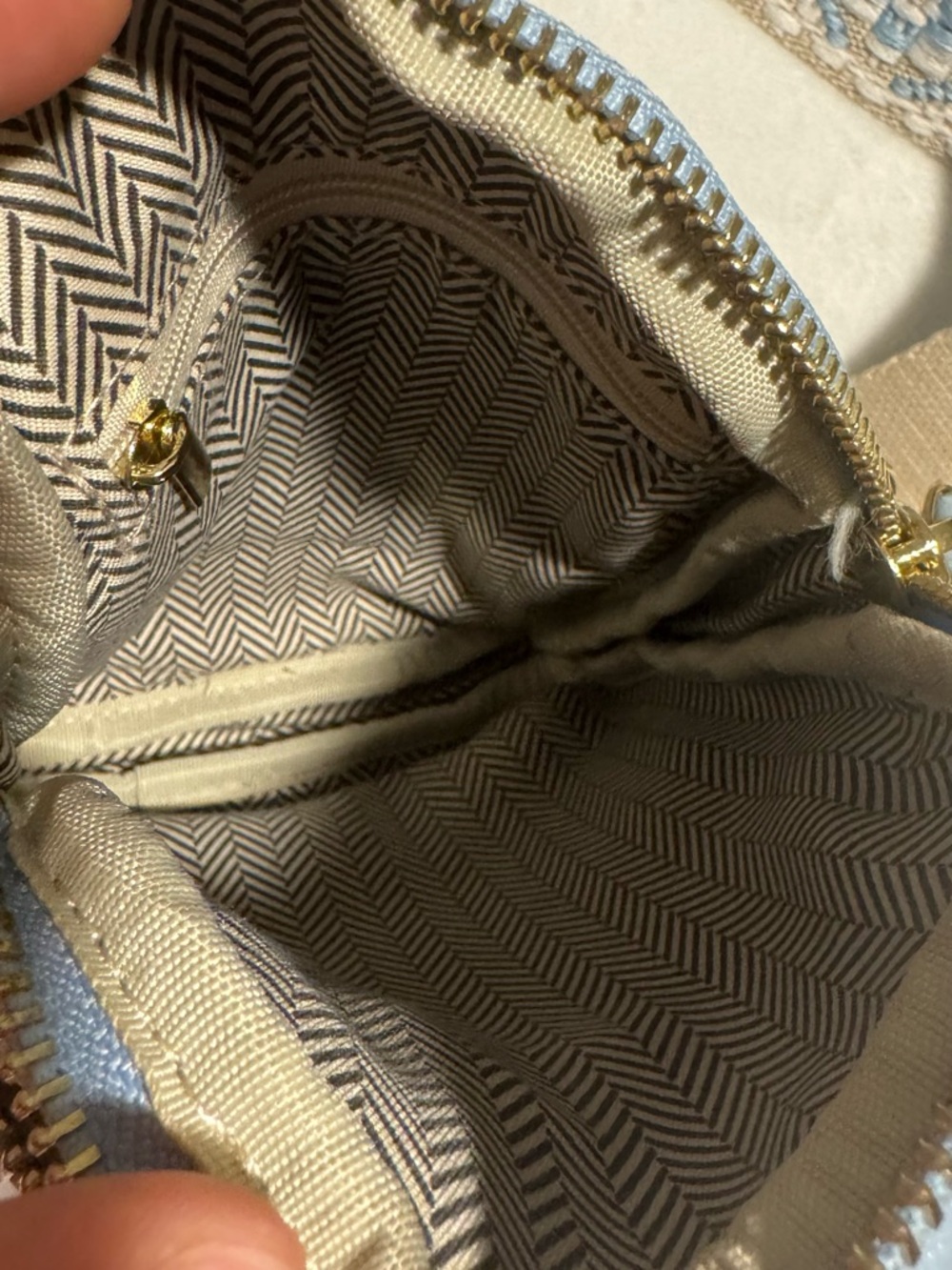 Boho Stylish Light Blue Crossbody Bag with Patterned Strap baby blue color - Picture 7 of 8